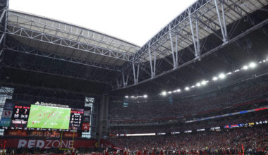 The State Farm Stadium roof is expected to be open for Sunday’s game between Arizona and the Atla...