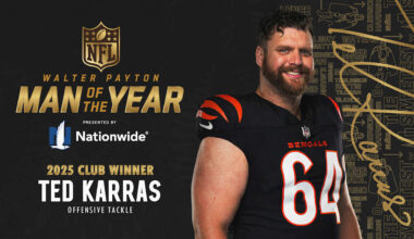 Ted Karras Named Club Winner for 2025 Walton Payton Man of the Year Award