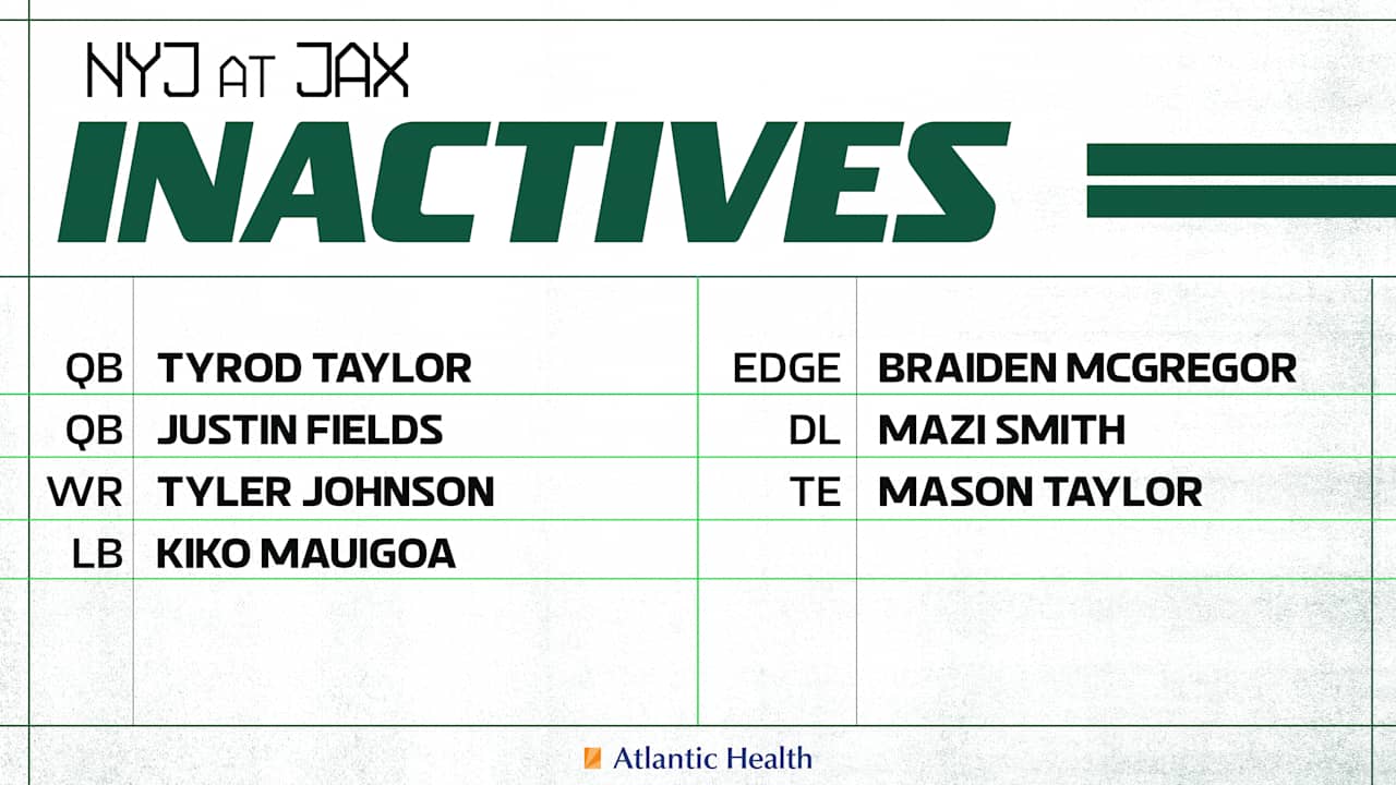 New York Jets vs. Jacksonville Jaguars Game Inactives