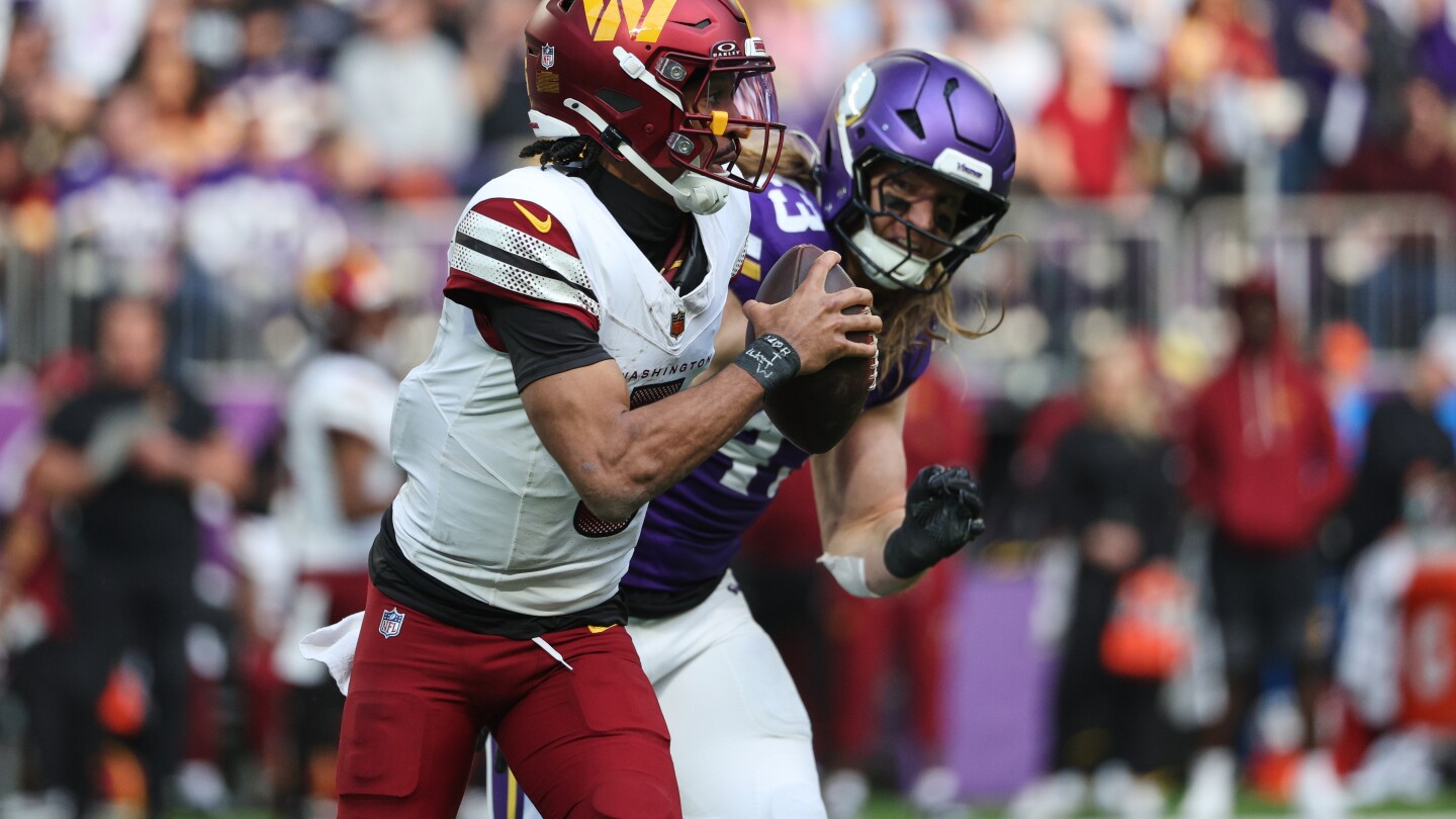 QB Jayden Daniels out again for Commanders after landing hard on previously injured left elbow