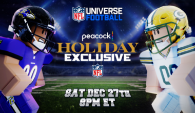 NBC SPORTS AND VOLDEX BRING NFL GAME CELEBRATIONS TO NFL UNIVERSE ON ROBLOX FOR BALTIMORE RAVENS-GREEN BAY PACKERS “PEACOCK HOLIDAY EXCLUSIVE” ON DEC. 27 AT 8 P.M. ET
