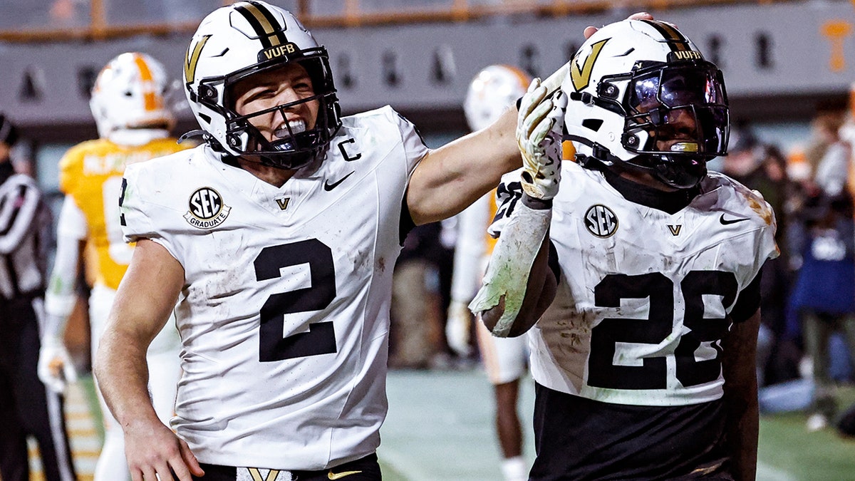 Diego Pavia points to the crowd