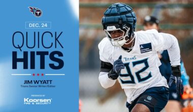 Quick Hits After Titans Practice on Christmas Eve