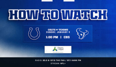 Where to watch Indianapolis Colts at Houston Texans? The week 18 game kicks off at 1:00 p.m. ET this Sunday and is available to watch on CBS.