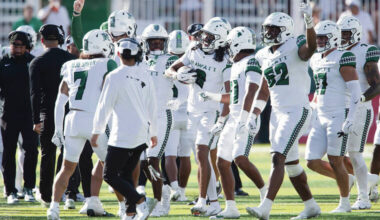 UH player passes on commencement to join football practice