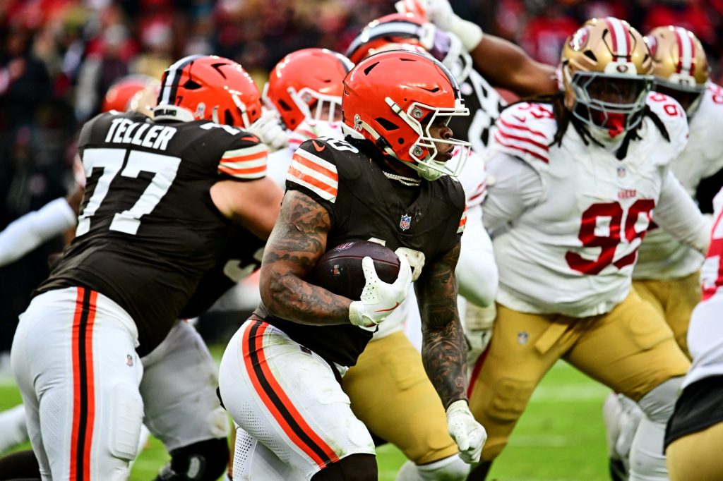 Cleveland Browns running back Quinshon Judkins is very active when the Browns are projected to win.