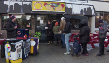 Lines wrapped the block for 2nd Chicago Bears-inspired Wiener's Circle hot dog giveaway