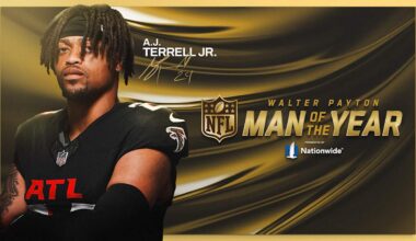 A.J. Terrell named Atlanta Falcons' Club Winner for 2025 Walter Payton Man of the Year