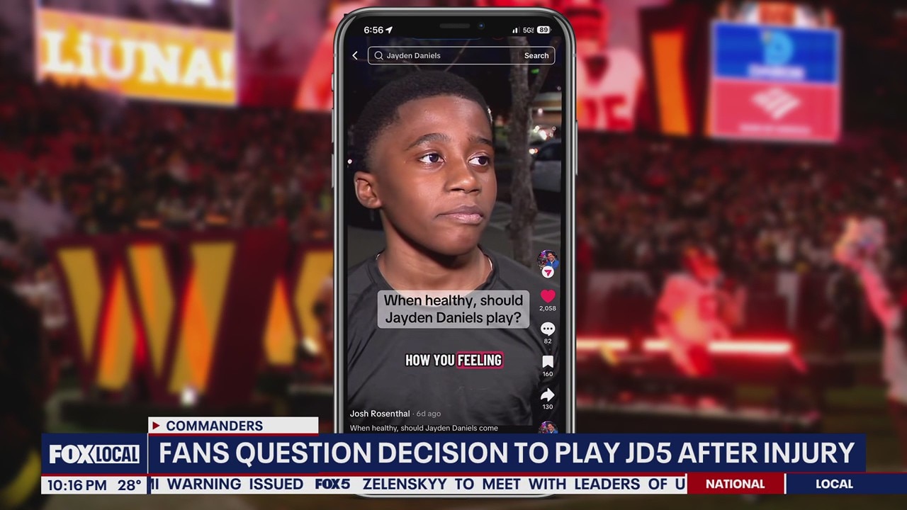 Fans question decision to have Jayden Daniels play after injury