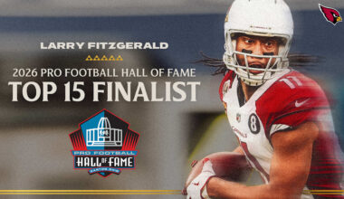 Former Arizona Cardinals wide receiver Larry Fitzgerald is one of 15 finalists for 2026 Pro Football Hall of Fame class
