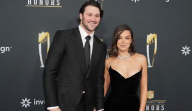 Josh Allen’s wife Hailee Steinfeld debuts baby bump at Golden Globes as Bills win big