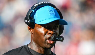 Carolina Panthers defensive coordinator Ejiro Evero