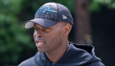 Carolina Panthers defensive coordinator Ejiro Evero