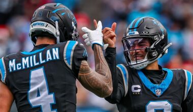 Carolina Panthers quarterback Bryce Young and wide receiver Tetairoa McMillan