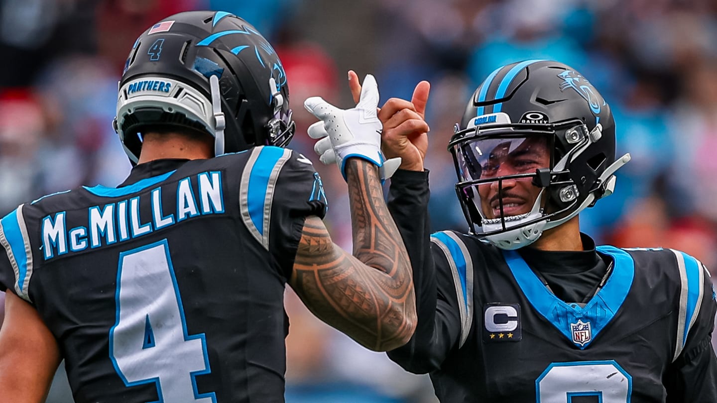 Carolina Panthers quarterback Bryce Young and wide receiver Tetairoa McMillan
