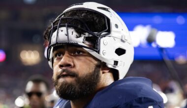 Penn State Nittany Lions offensive lineman Olaivavega Ioane