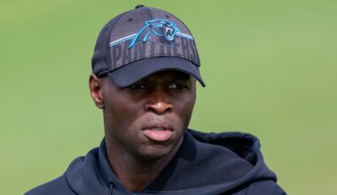 Carolina Panthers defensive coordinator Ejiro Evero