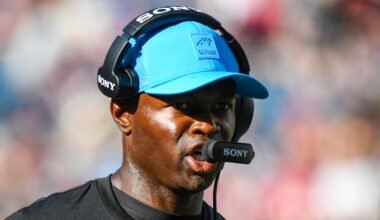 Carolina Panthers defensive coordinator Ejiro Evero