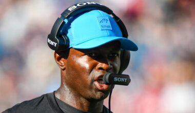 Carolina Panthers defensive coordinator Ejiro Evero