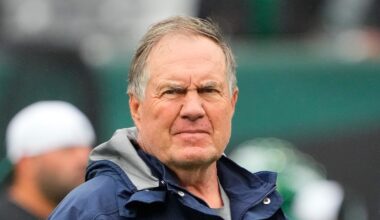 New England Patriots head coach Bill Belichick on the sidelines