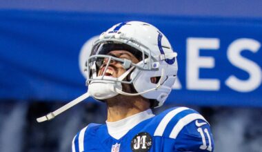 Michael Pittman of the Indianapolis Colts pregame