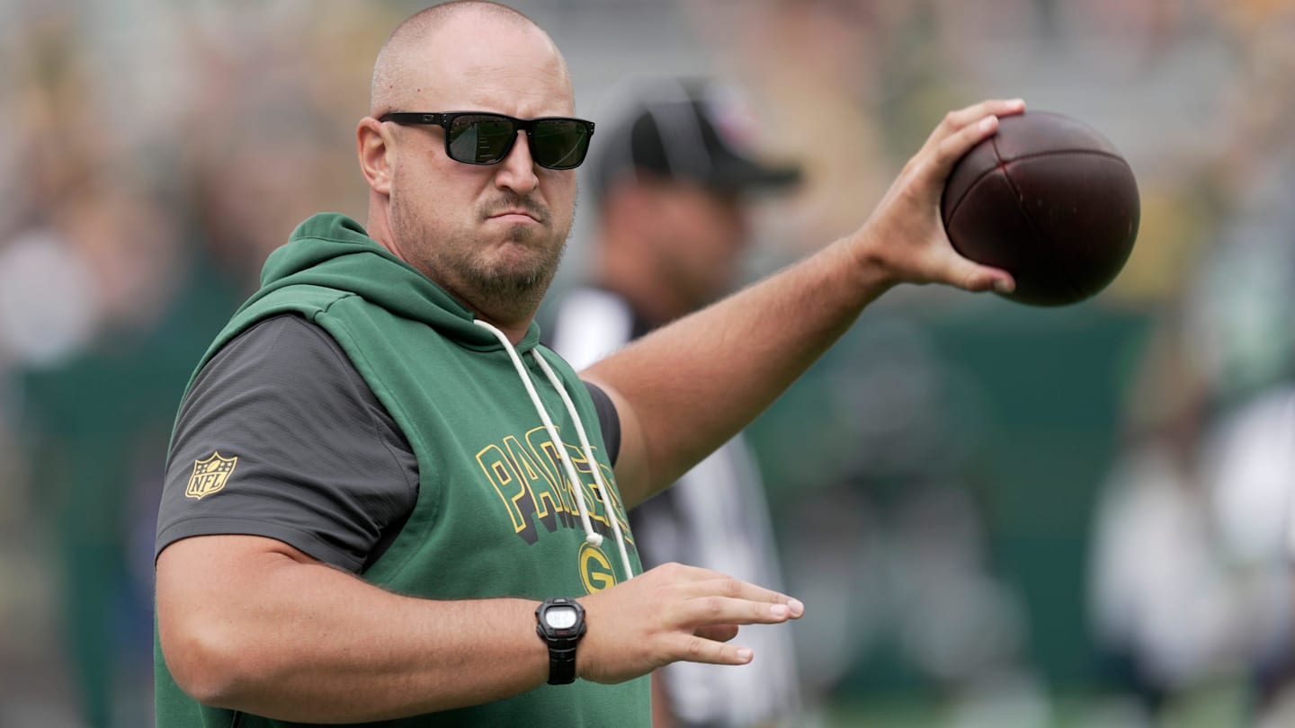 Green Bay Packers offensive coordinator Adam Stenavich is shown before their preseason game against the Seattle Seahawks Saturday, August 23, 2025 at Lambeau Field in Green Bay, Wisconsin.