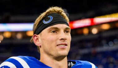 Alec Pierce of the Indianapolis Colts smiles