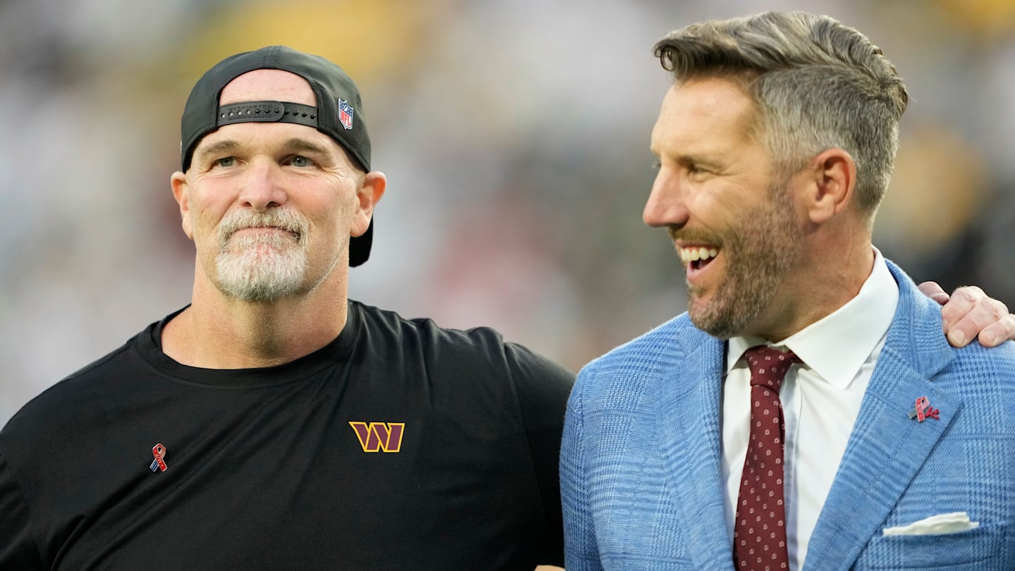Washington Commanders head coach Dan Quinn and general manager Adam Peters