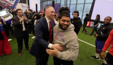 Joe Brady gushes emotion while meeting Bills' staff for first time as head coach