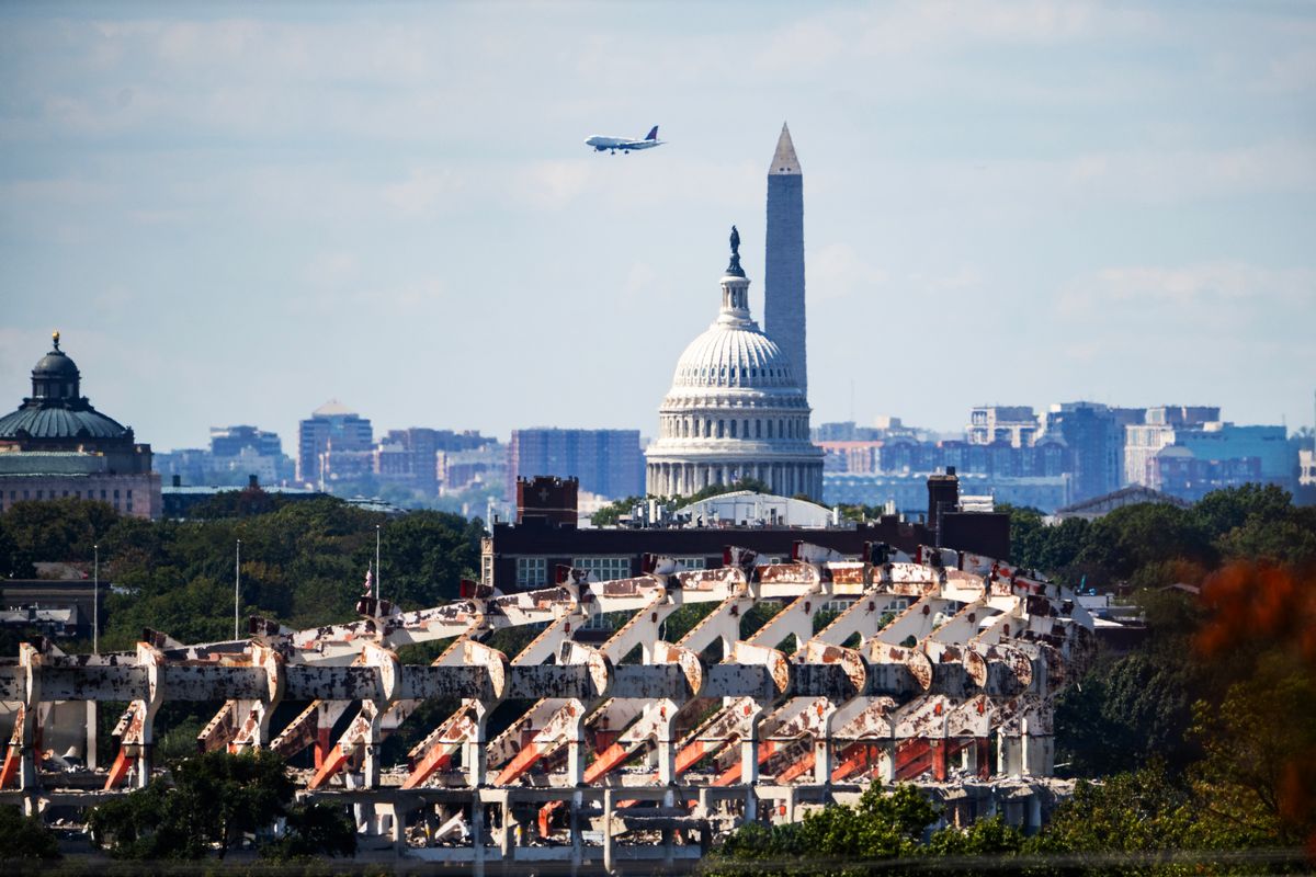 RFK Stadium being across from the White House and Washington Monument