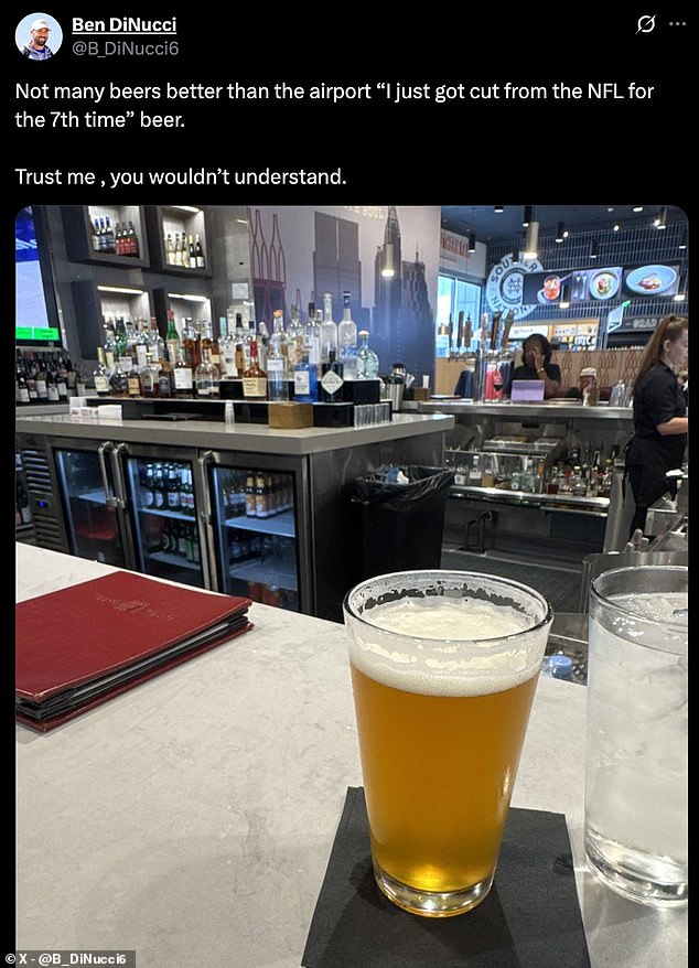 The 29-year-old shared a photo of a beer to social media as he drowned his sorrows
