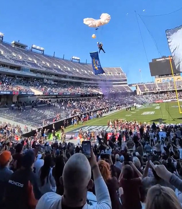 The man was suspended 35 feet in the air for a few seconds before he plunged to the ground