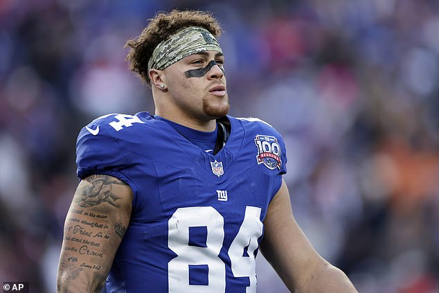New York Giants tight end Theo Johnson was ruled out of their game on Sunday due to 'illness'