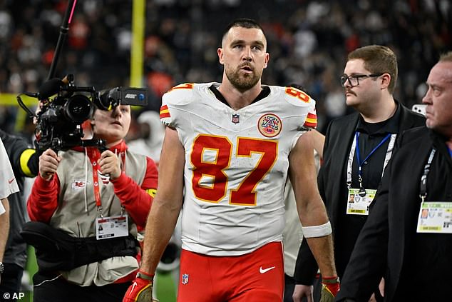 Travis Kelce and the Kansas City Chiefs were beaten by the Las Vegas Raiders on Sunday