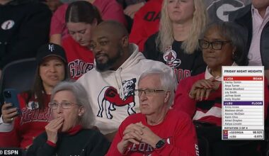 Kiya and Mike Tomlin are pictured in their Georgia gear as Harley competes against LSU