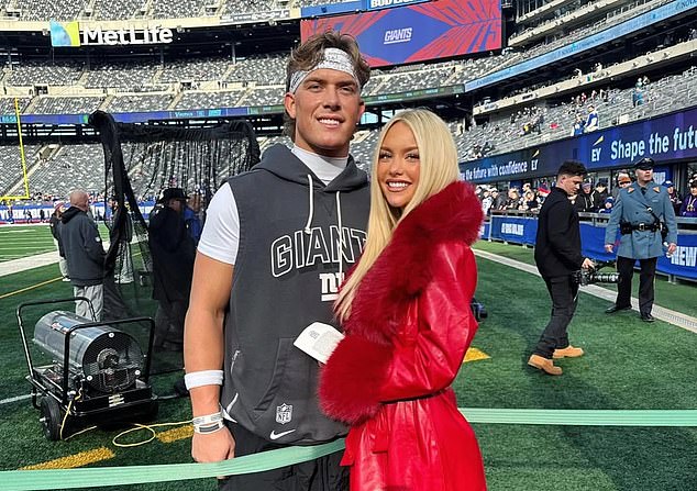 New York Giants quarterback Jaxson Dart and Marissa Ayres have only just gone official