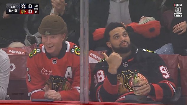 Sat with Cubs star Pete Crow-Armstrong, Williams went wild when he was on the jumbotron