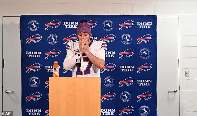 Bills quarterback Josh Allen was in tears after his team lost to the Broncos last Saturday