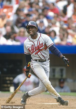 Sanders at the plate for the Braves during his foray into Major League Baseball