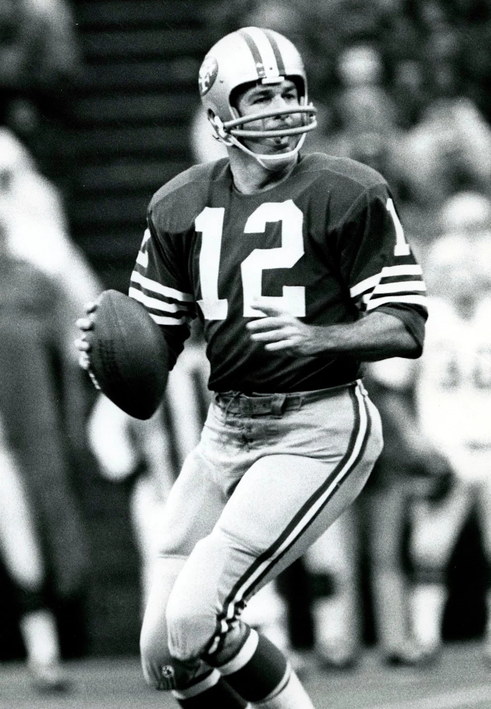 San Francisco 49ers quarterback John Brodie (12) in action.