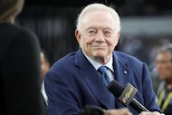 Dallas Cowboys owner and general manager Jerry Jones appears on the pregame broadcast before...