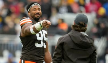 Browns' Myles Garrett will try to break NFL sacks record in finale against Bengals and Joe Burrow