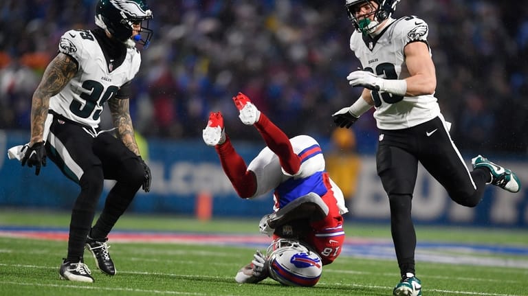 Buffalo Bills' Brandin Cooks (18) catches a pass against Philadelphia...