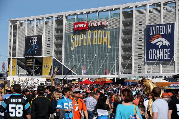 Fans arrive before Super Bowl 50 between the Denver Broncos and Carolina Panthers at Levi's Stadium in Santa Clara, Calif., on Sunday, Feb. 7, 2016. (Jane Tyska/Bay Area News Group)