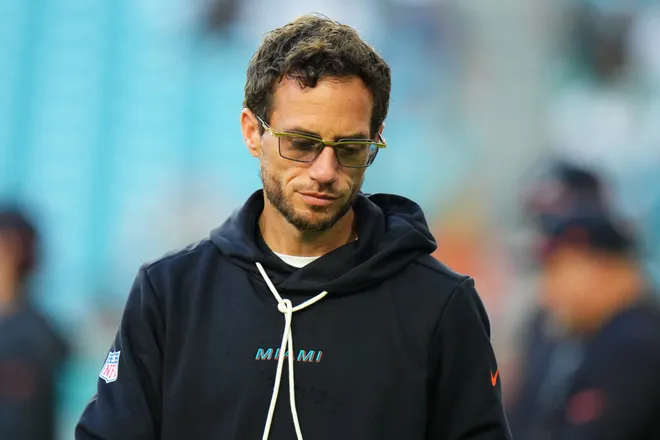 Sep 29, 2025; Miami Gardens, Florida, USA; Miami Dolphins head coach Mike McDaniel before the game against the New York Jets at Hard Rock Stadium. Mandatory Credit: Rich Storry-Imagn Images