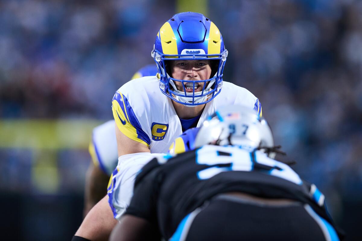 Matthew Stafford lines up under center against the Carolina Panthers during a wild- card playoff game this month.