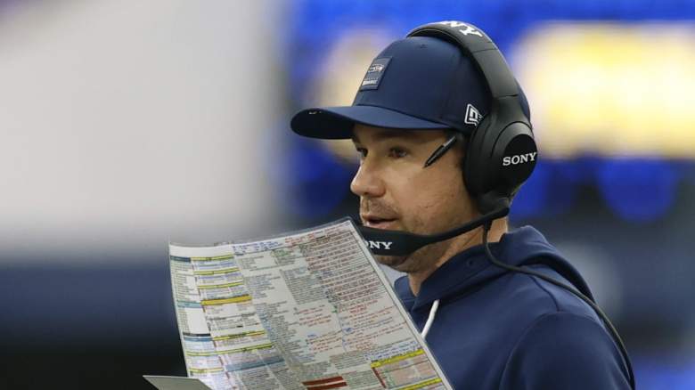Seattle Seahawks offensive coordinator Klint Kubiak during an NFL game.