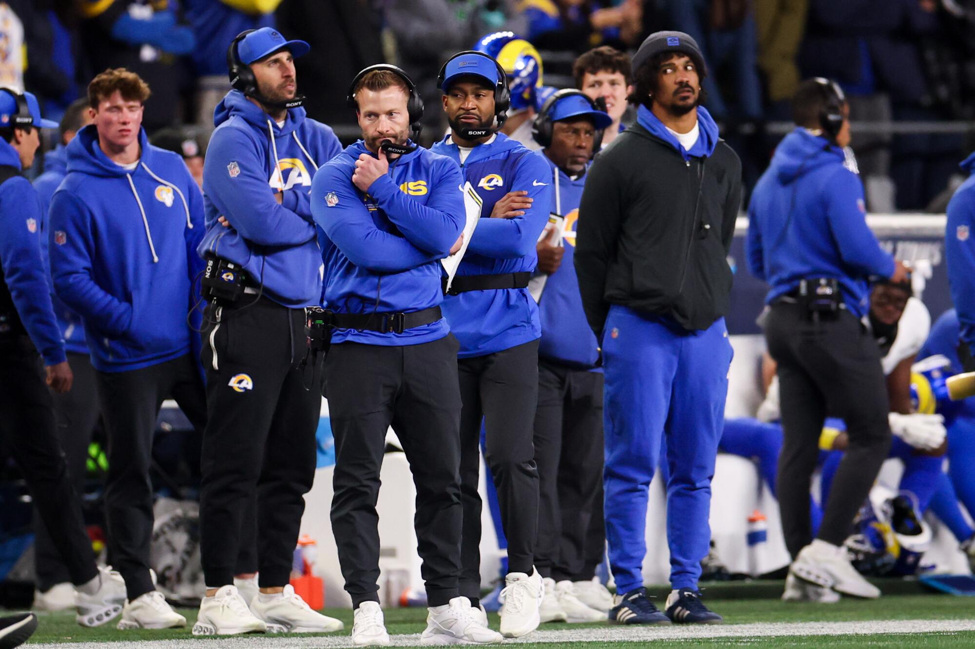 Rams coach Sean McVay watches from the sideline during the fourth quarter.