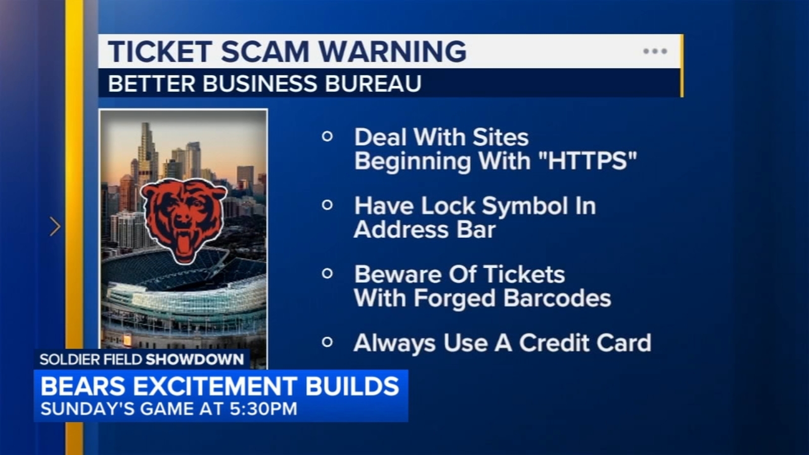 BBB warns Chicago Bears fans to beware of ticket scams ahead of NFL playoff game against LA Rams