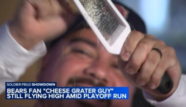 Bear game Sunday: Chicago Bears fan Brandon Martinez goes viral as 'Cheese Grater Guy' during playoff win over Green Bay Packers